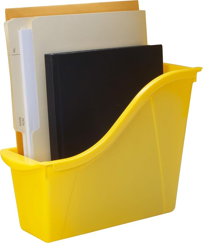 Storex Small Book Bin – Interlocking Plastic Organizer for Home, Office and Classroom, STEM Yellow, 6-Pack (71112A06C) - Image 11