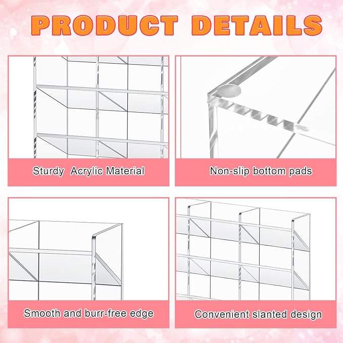 MotiMind Acrylic Pen and Marker Organizer for 350 Markers | 26 Compartments, Vertical Marker Pencil Organizer, Acrylic Pen Display Holder, Art Supply Storage for Desk Stationery, Clear - Image 3