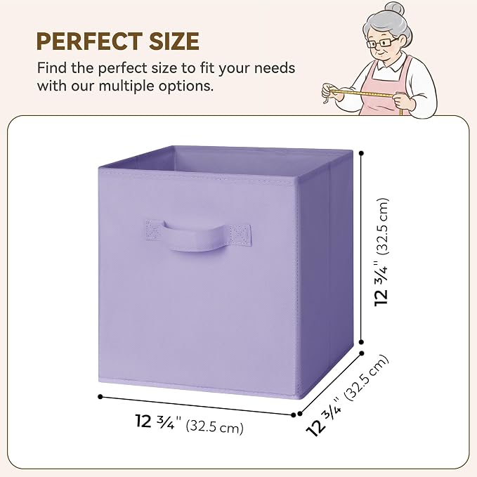 GRANNY SAYS 13 Inch Cube Storage Organizer, Purple Gradient, 6-Pack | Collapsible Storage Cubes with Thickened Base Plate, Sturdy Handles, Decorative Baskets for Shelves, Closet - Image 6