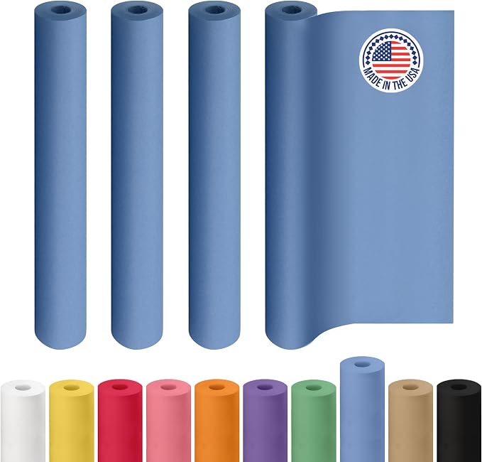 36" x 1200" (100 feet) Blue Kraft Paper Rolls, Pack of 4 - USA-Made Quality Craft Paper for Gift Wrapping, Kids Arts & Crafts, School Projects - Natural Material 50lb Thickness by IDL Packaging by IDLPackaging