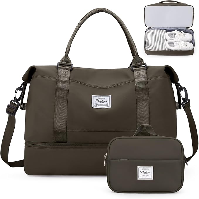 Weekender Bags for Women, Personal Item Travel Bag with Shoes Compartment | Overnight Travel Duffel Bag with Toiletry Bag, Airplane Friendly Carry-On Bag with Wet Pocket & Trolley Sleeve,Medium by SYCNB