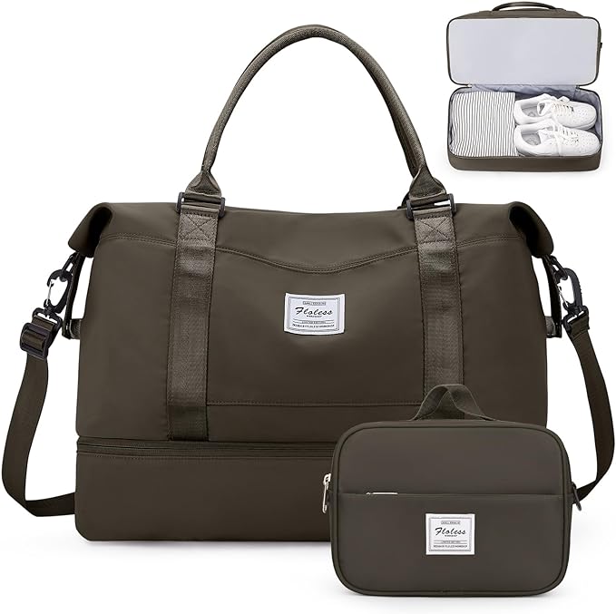 Weekender Bags for Women, Personal Item Travel Bag with Shoes Compartment | Overnight Travel Duffel Bag with Toiletry Bag, Airplane Friendly Carry-On Bag by SYCNB