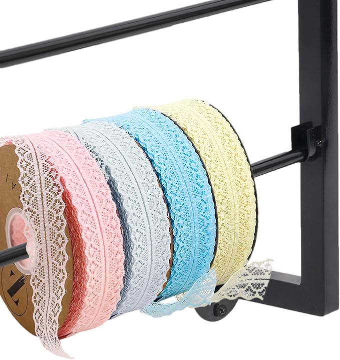 Yonynise Ribbon Storage Organizer,31.5-inch Width Wall Mounted Ribbon Holder Rack,7 Tier Large Capacity Metal Ribbon Storage for Craft Room,Flower Shop,Cake Shop,Gift Wrapping Paper,Black - Image 3