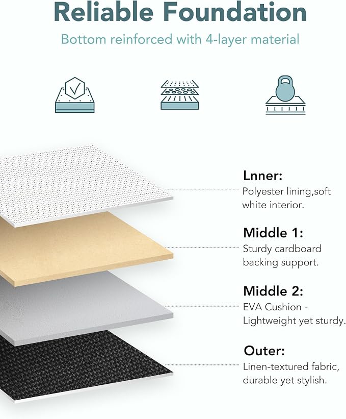 13x15x13 Inch Large Storage Bins with Cotton Rope Handles 6-Pack | Foldable, Top support of metal frame, Bottom with Cardboard Support, Fabric Cube Storage Bins for Closet, White Black - Image 4
