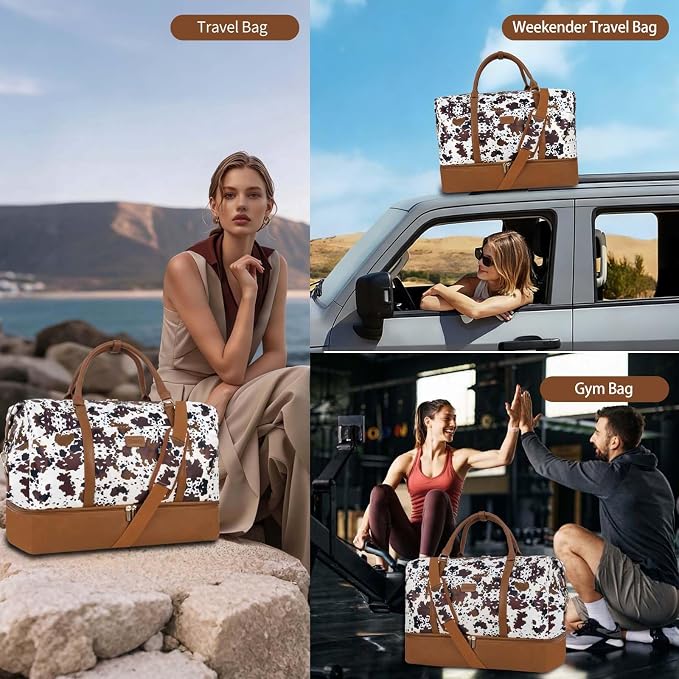 Weekender Bag, Large Travel Duffel Bag for Women, Carry on Overnight Bag with Shoe Compartment and Toiletry Bags - Image 6