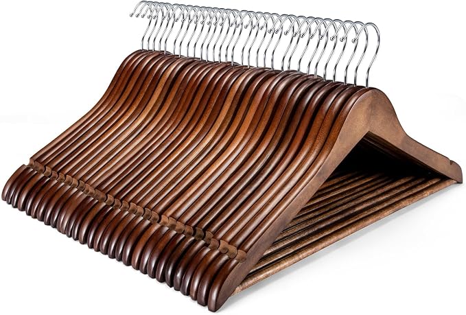 HOUSE DAY Premium Wooden Hangers 150 Pack, 17.5" Smooth Wood Hangers | Bulk Wooden Clothes Hangers for Closet Organization, Garment Care and Full Wardrobe Refresh, Walnut by HOUSEDAY
