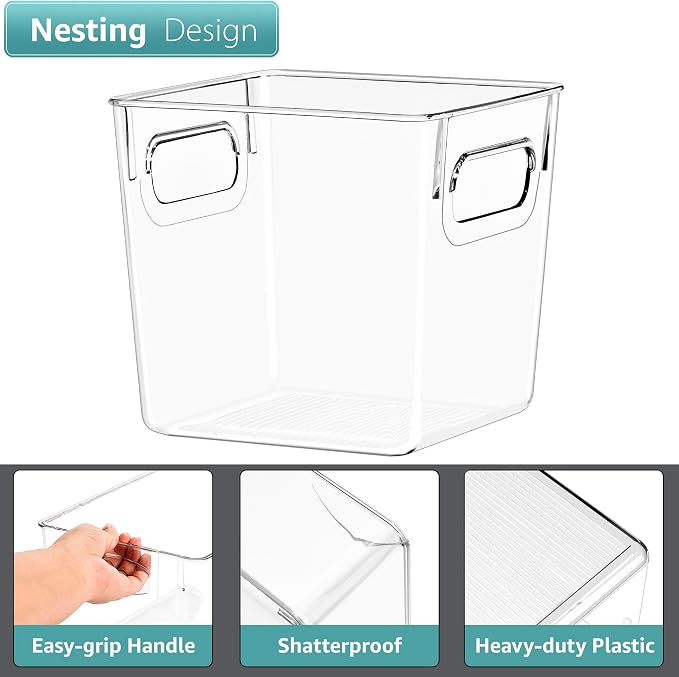 Sorbus Fridge Organizers and Storage, Clear Plastic Bins (Small, 8 Pack) | Handled containers keep crafts, clothing and household supplies sorted across pantries, cabinets, refrigerators and closets. - Image 4