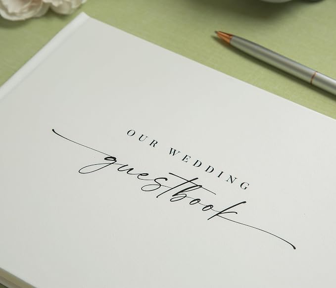 Wedding Photo Guest Book (Eggshell) - 11.5x8.5" White Reception Memory Book | Includes Black Photo Corner Stickers | 140 GSM Thick Paper | 120 Photo Slot & Lined Pages | Hardcover Photo Booth Album - Image 5