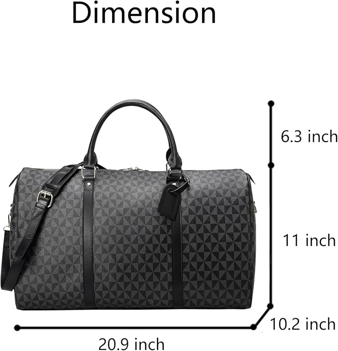 Large capacity Lightweight Weekender Bag Travel Duffel Bag for Women Men Overnight with Toiletry Bag Traveling Handbag for Gym Holiday (Black) - Image 2