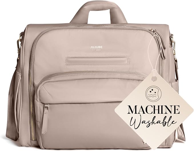 JuJuBe New Satchel Diaper Bag, Convertible Diaper Bag with Portable Changing Pad, Travel Backpack, For Carrying Baby Bottles, Baby Wipes, Diapers, Pacifiers, Snacks, Taupe, Mother's Day Gift - Image 2