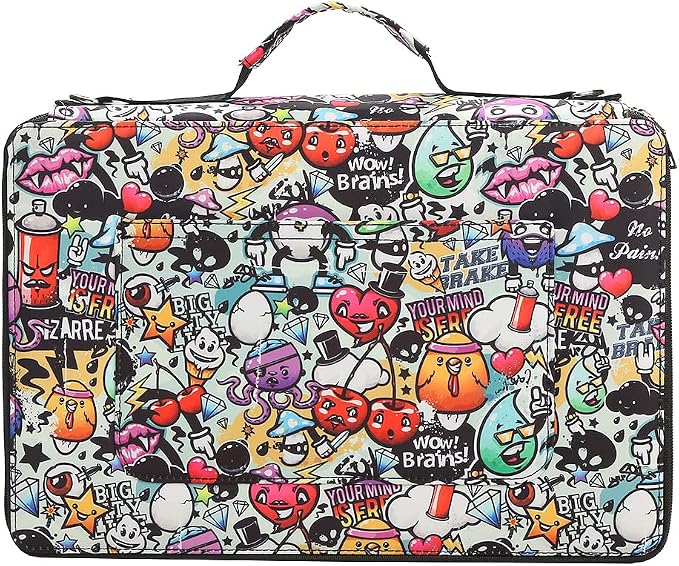 384 Slots Pencil Case, 4-Layer Organizer with Shoulder Strap | 4-layer twill oxford case with 384 elastic slots, carry handle, removable strap, and outer pocket for phone or keys. - Image 2