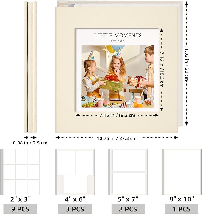 Vienrose Photo Album Self Adhesive for 4×6 & 8×10 Pictures, Beige, Fabric Cover Scrapbook Album, DIY 40 Blank Pages for Wedding, Family, Travel, Gift, Milestone Memories - Image 3