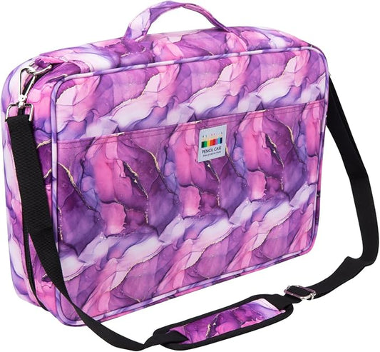 YOUSHARES Big Capacity Colored Pencil Case - 480 Slots large Pen Case Organizer with Multilayer Holder for Prismacolor Colored Pencils & Gel Pen (Marble Purple) by YOUSHARES
