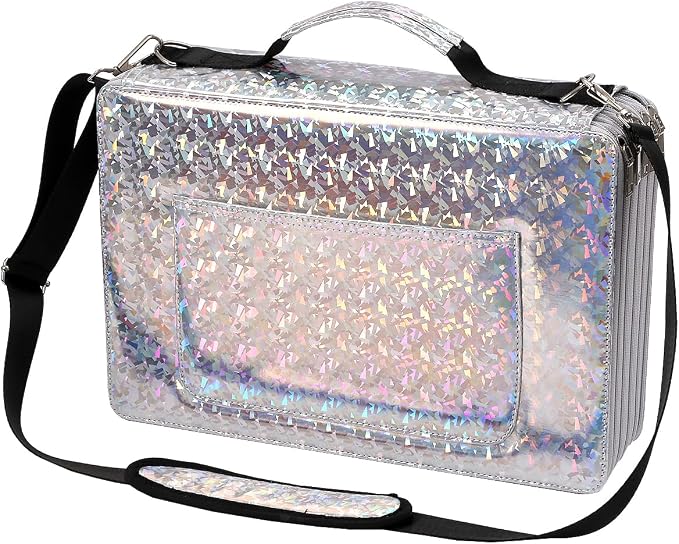 Large Capacity Colored Pencil Case - 600 Slots PU leather with Zipper Closure Portable Organizer for Watercolor Pencils Ideal for Artists（Silver） by HMZSP