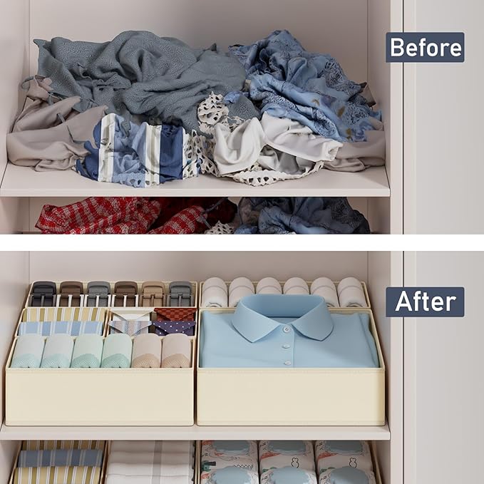 DIMJ Drawer Organizer Clothes Storage- 18 Pack Baby Dresser Organizer for Nursery, Foldable Closet Drawer Organizer Bins for Bedroom Organization, Fabric Storage Dividers for Socks, Underwears, Bras - Image 7