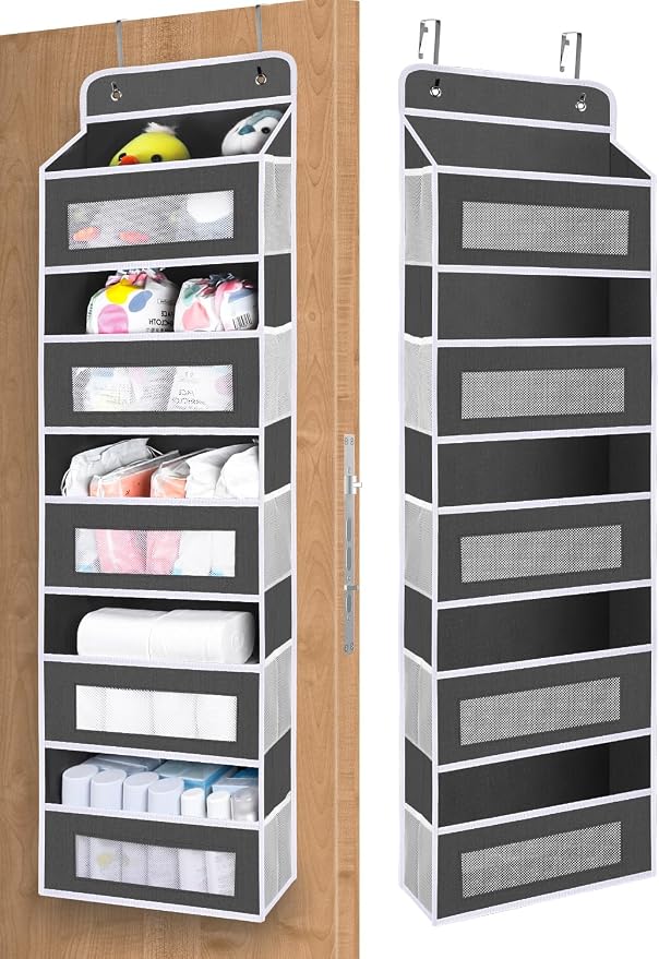 Upgrade Pocket Over The Door Organizer Storage, 5 Shelf Hanging Door Organizers with 10 Large Capacity Pockets, Anti Tilt 48 lb Load Behind Door Organizer for Bedroom, Bathroom, Pantry by BLOROOM