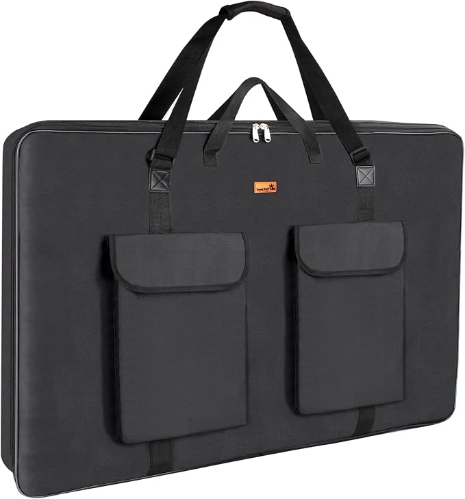 TreochtFUN Art Portfolio Case 24 X 36, Portfolio Bag Soft Water Resistant | Large Art Carrying Case with Tote & Strap,A1 Folder for Artwork Storage for Large Poster Board Drawing Supplies (black) by TreochtFun