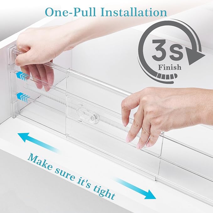 Vtopmart 6" Tall Upgrade Drawer Dividers, 12.8"-22.3" Expandable, 10 Pack | Deep Drawer Organizer, Big Drawer Separator, Clear plastic Adjustable Storage Divider for Dresser, Baby Supplies, Kitchenware - Image 7