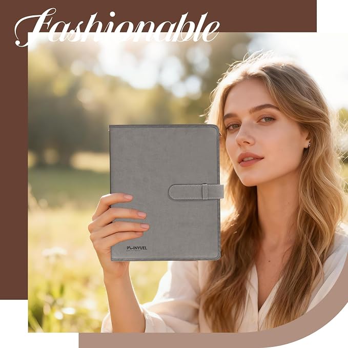 Plinyvel Gray Leather Sketchbook Cover 5.5x8.5, Travel Drawing Portfolio | Portable sketch kit organizer, pencil holder, Fits 5.5x8.5 Sketch Book, Spiral Pad, Compact artist storage case - Image 2