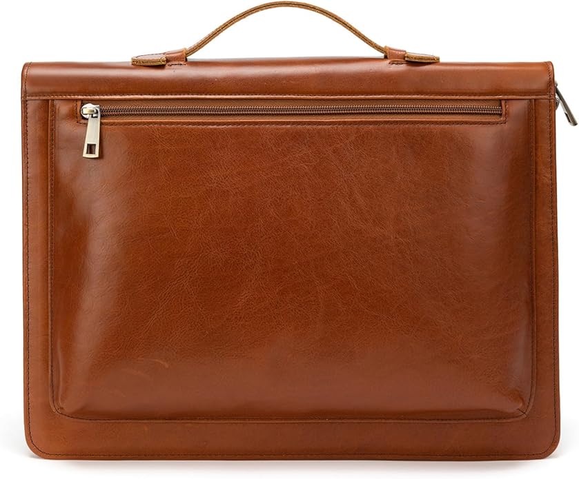 YIWEN Leather Portfolio with Handle, Zippered Front Pocket and Clip by YIWEN