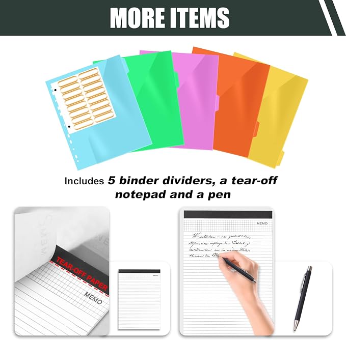 Padfolio Portfolio Binder with Handle, 3-Ring Folder Organizer | Vegan leather portfolio with notepad. Includes 5 sheet protectors for documents/files and 1 pen - Image 9