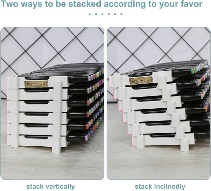 Universal Marker Storage Trays, Penholder Display for 90 Pens SN01 Pencil Organizer Holder for Desk (White-6 layers) - Image 3
