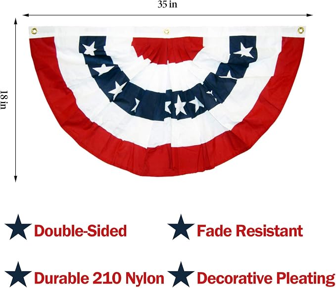 EBaokuup 4 Pcs USA Patriotic Pleated Fan Flags-3 x1.5 Ft American US Flag Bunting Banner Patriotic Bunting Flag Stars and Stripes Flag Bunting for Memorial Day The 4th of July and Labour Day - Image 2