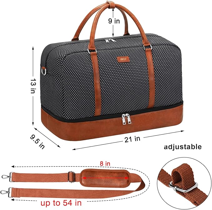 Weekender Bags for Women, 21" Travel Duffle Bag with Shoe Compartment | 3PCS Carry On Overnight Large Duffel Bag with Crossbody Bag and Toiletry Bag for Weekend Travel Gym Hospital Business Trip - Image 3