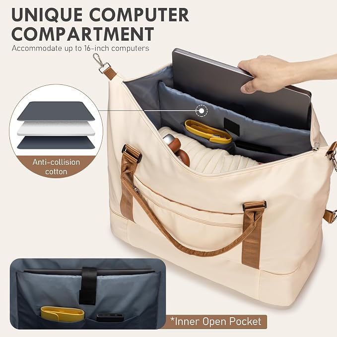 WOOMADA Weekender Overnight Bag for Women, Shoulder Travel Duffel with Shoes Compartment,Gym Bag with Toiletry Bag - Image 3
