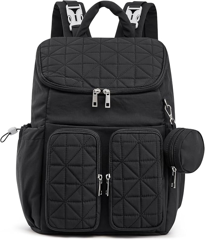G4Free Diaper Bag Backpack for Moms Dads Travel Baby Bag with Pacifier Case & Insulated Pockets,Black by G4Free