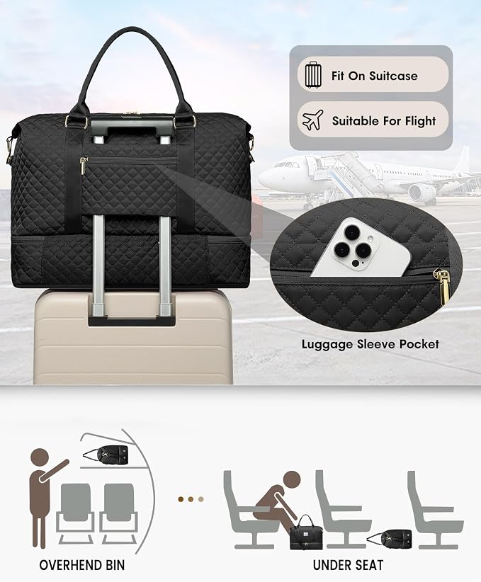 Weekender Travel Duffle Bag for Women: Overnight Bags with Shoe Compartment | 40L Spacious fits 5-day Trips Durable Bag with Strong Straps Toiletry Bag & Wet Dry Pocket Perfect for Hospital Weekend - Image 6