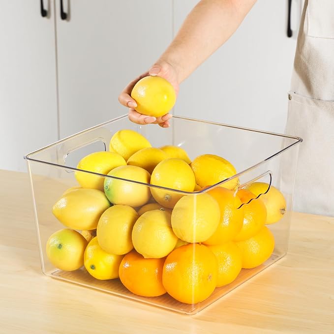 Vtopmart 8 Pack Extra Large Clear Storage Bins, 11x11 Cube Organizer | Acrylic Cube Storage Bins, Plastic Containers with Handle for Pantry, Kitchen, Closet, Laundry Room, Bathroom, Under Sink - Image 6
