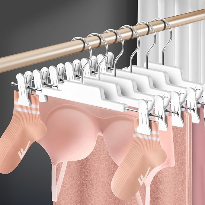 HUADYMEET 12 Inch Heavy Duty Pants Skirt Hangers with Clips,White,10 Pack | Plastic,Space Saving,Adjustable,Non Slip,Hanger for Jeans Shorts Clothes Slacks Trousers,For Adult Men Women Children - Image 6