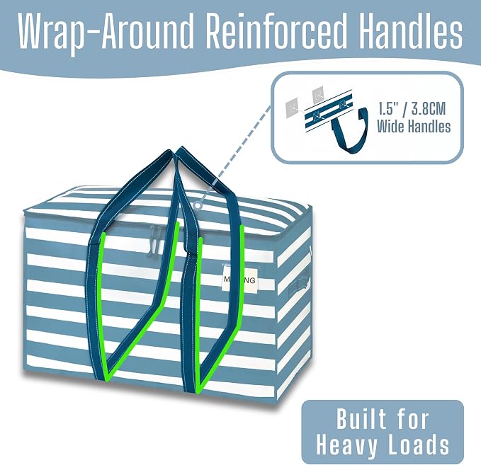 VENO 10 Pack Heavy Duty Moving Bags, Extra Large Storage Bags with Reinforced Handles & Strong Zippers, Foldable & Reusable Moving Box Alternative for Clothes & Dorm Storage - Image 3