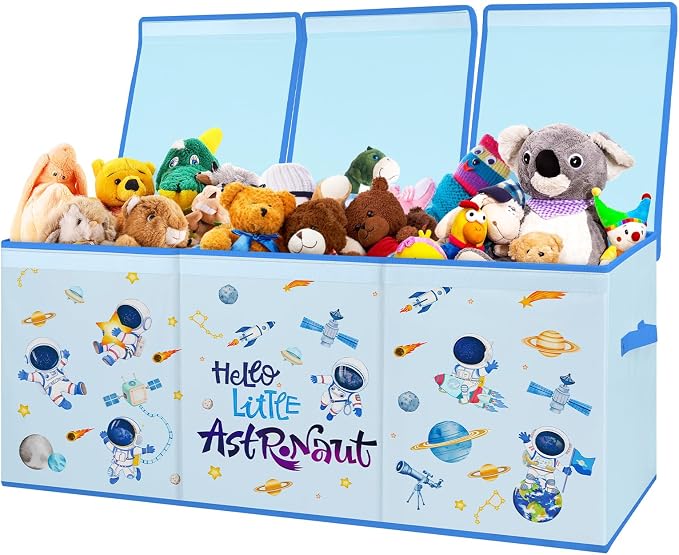 Large Toy Box Collapsible Chest Organizer with Flip Lid for Kids | Oxford Storage Box with Handle for Boy Girl Sturdy Waterproof Organizing Decor for Bedroom Playroom Nursery 37.7×12.5×15.7'' by Decalsweet