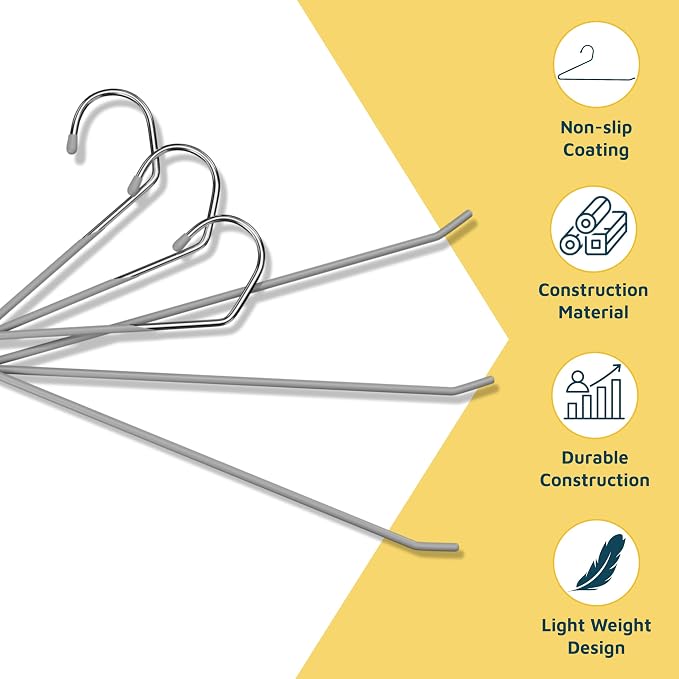 Lifemaster Metal Pants Hanger Set - 20 Pieces Elegant Non-Slip Closet Space Saving Hanger Set for Pants, Trouser, Blankets, and Jeans with Open Ended Sleek Design - Gray - Image 5