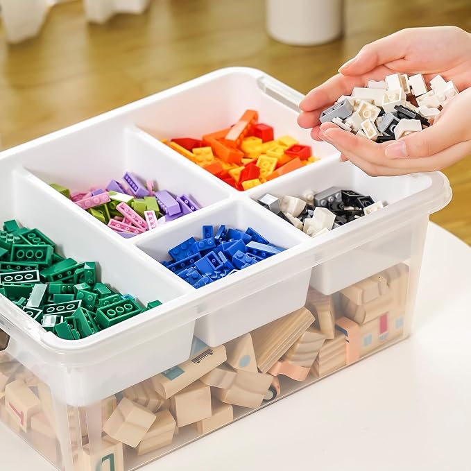 17QT Clear Plastic Craft Storage Box with Removable Tray & Lid - 2 packs | white container, art supply organizer for playdoh, sewing, beads & craft tools, space-saving stackable bins - Image 8
