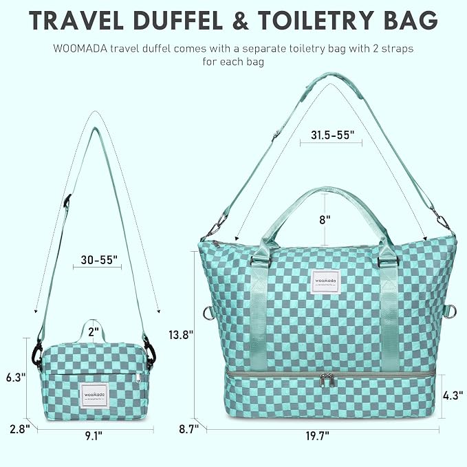 WOOMADA Weekender Overnight Bag for Women, Shoulder Travel Duffel with Shoes Compartment,Gym Bag with Toiletry Bag - Image 2