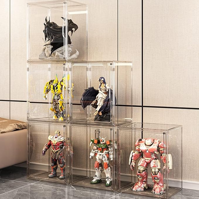 GUDEMAY Clear Stackable Plastic Storage Bins with Lid, Dustproof Acrylic Display Case for Collectibles, Large Figures Showcase, Shoe Storage Box, Closet Organizer for Book Cosmetic Purse (L, Count, 1) - Image 3