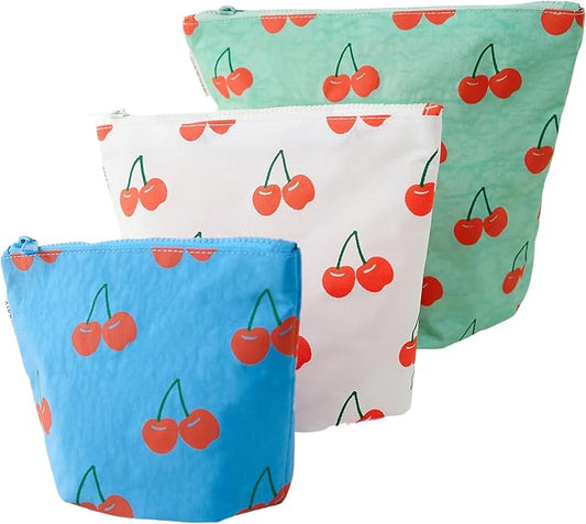 Zipper Pouch 3 Piece Set Diaper Bag Organizer for Baby Essentials | Stand up gusseted nylon pouches that fold flat when empty. Reusable on the go travel storage for snacks clothes toys and more by Storq