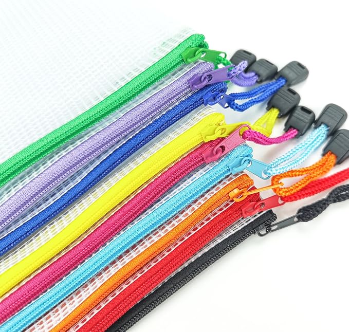 BOPART 24pcs Mesh Zipper Pouch Puzzle Bags 13.4x9.4 Inches A4 Plastic Zip File Bag with Label Pocket for Office Supplies, Board Game Storage Bags for Organizing - Image 7