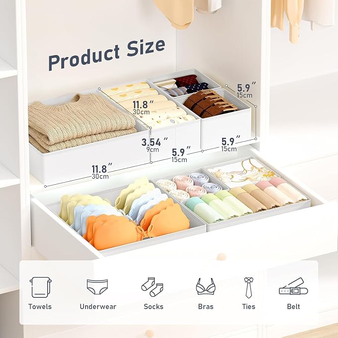DIMJ Drawer Organizer Clothes, 28 Pack Dresser Organizer, Foldable Closet Organizers and Storage, Fabric Dresser Bins, Drawer Dividers for Nursery, Baby Clothes, Underwears - Image 2