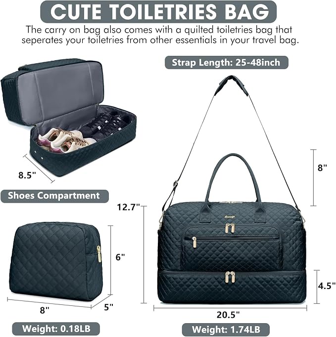 Travel Duffel Bags for Women with Shoe Compartment, Weekender Overnight Bag with Wet Pocket & Toiletry Bag, Carry On Personal Item Bag, Travel Tote Gym Bag, Hospital Bags for Labor and Delivery - Image 2