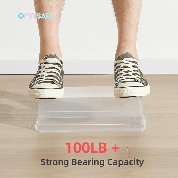 Stackable Plastic Storage Shoebox, BPA-Free Nestable Container with Latching Lid to Organize Shoes, See-Through Box for Home and Office, Multi-Purpose Storage Case, Clear Bins (6 Pack 6 Quart) - Image 6