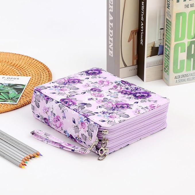 120 Slots Colored Pencil Case Organizer, 3 Layer Bag | Twill Oxford fabric, 127 elastic loops, detachable handle, for travel, home storage, drawing tools, creative gifts - Image 6