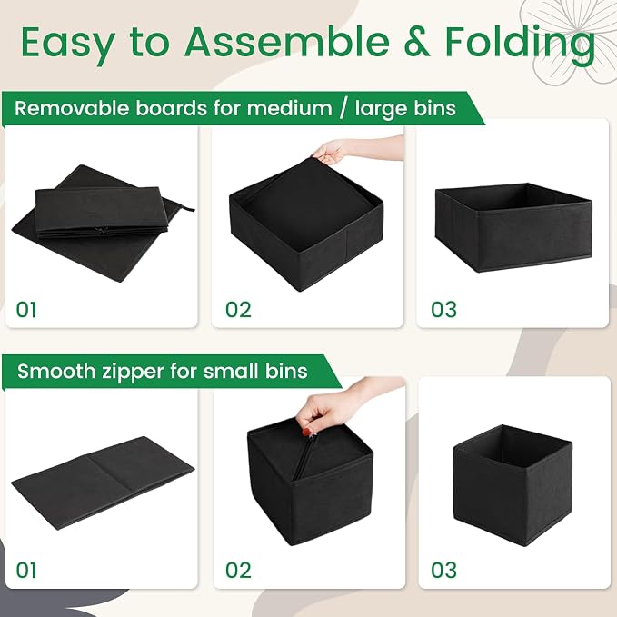 Drawer Organizer Clothes, 24 Pack Underwear Drawer Organizers, Foldable Closet Organizers and Storage Dresser Drawer Dividers Clothing Organizer for Clothes, Socks, Scarves, Bra, Ties (Black) - Image 7