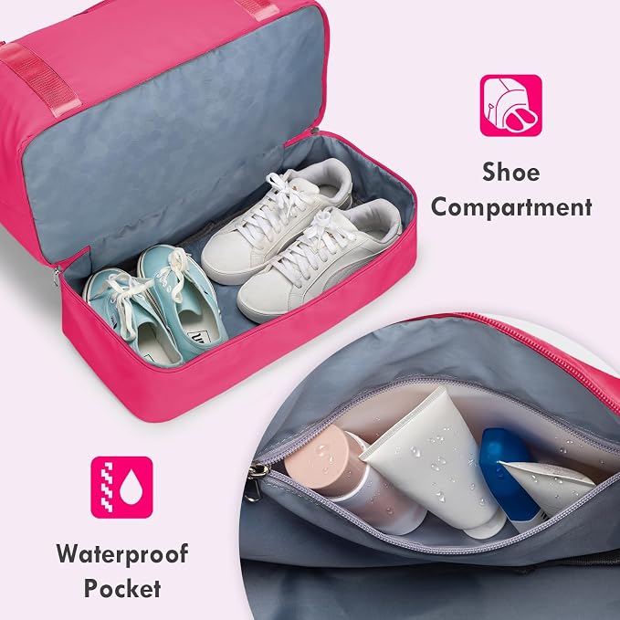 WOOMADA Weekender Overnight Bag for Women, Shoulder Travel Duffel with Shoes Compartment,Gym Bag with Toiletry Bag - Image 5