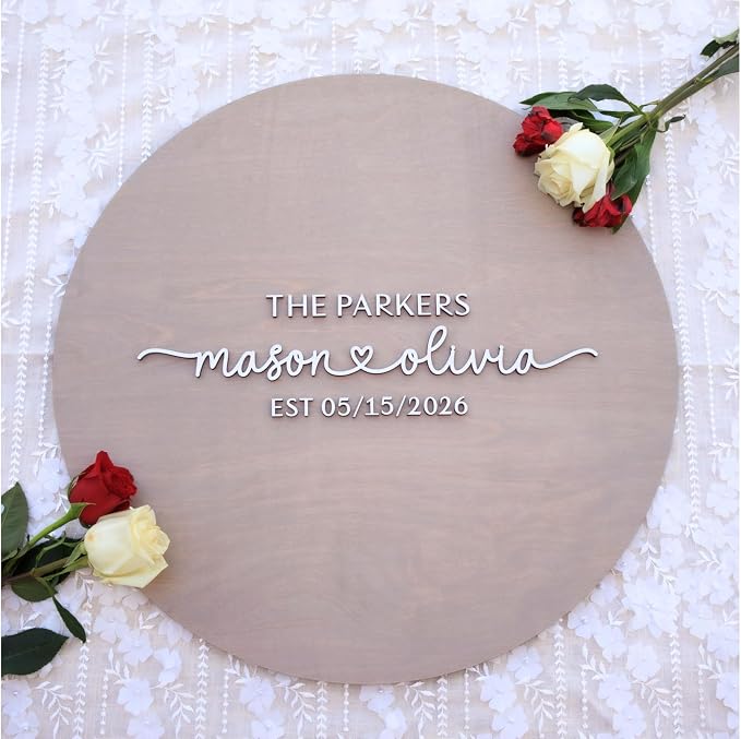 Personalized Round Guest Book Alternative Sign, Unique Guest Book Sign, Custom Alternative Guest Book, Wooden Guest Book, Wedding Ceremony Guestbook Sign (Design 2) - Image 7