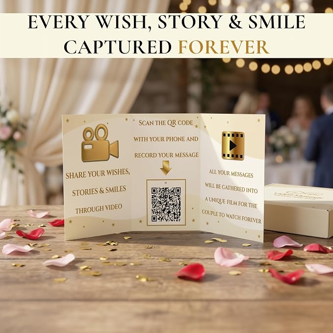 Video Guest Book for Wedding with QR Code - Wedding Guest Book Alternative, Guests Record Video Messages on Their Phones, No App - Edited Film in 24 Hours - Kit with Banner, Signs, Flyer, Badges - Image 4