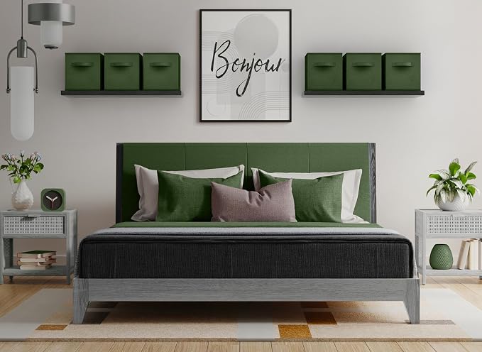 Sorbus Foldable Storage Cubes - 6 Fabric Baskets for Organizing Pantry, Shelf, Toy Box, Cubby, Closet Organizer - 11 Inch Collapsible Closet Organizers and Storage Bins (Dark Green 6 Pack) - Image 2